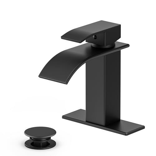 Ryuwanku matte black waterfall bathroom faucet