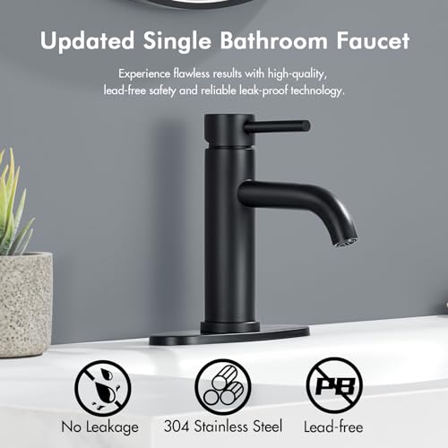 Black Bathroom Faucet WINKEAR Single view 3