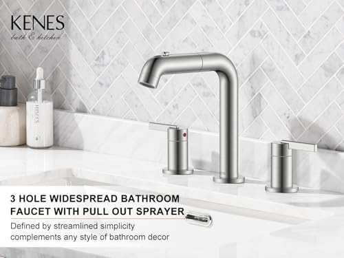 KENES Widespread Bathroom Faucet with view 2
