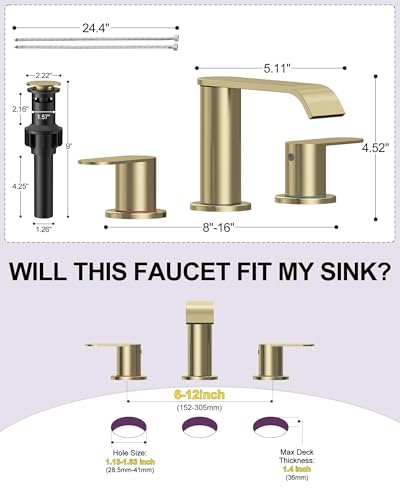 Brushed Gold Bathroom Faucet 3 view 3