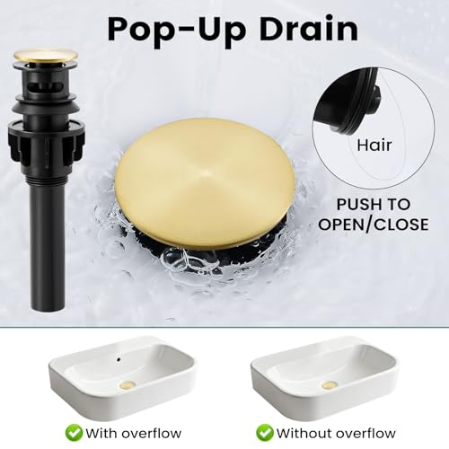IUERASD Brushed Gold Bathroom Faucet view 5