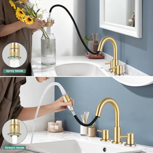 IUERASD Brushed Gold Bathroom Faucet view 3