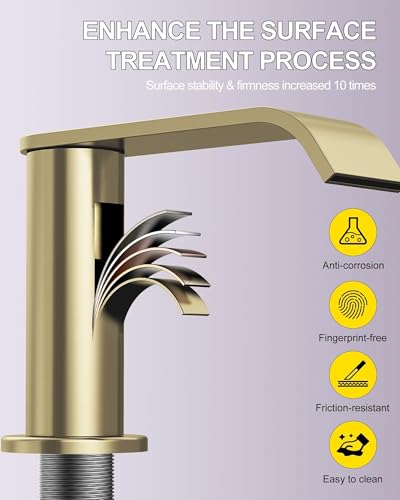 Brushed Gold Bathroom Faucet 3 view 5