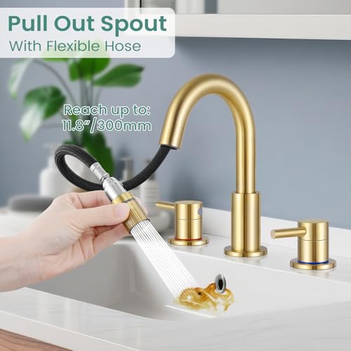 IUERASD Brushed Gold Bathroom Faucet view 2