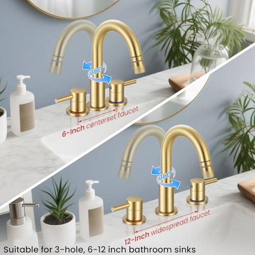 IUERASD Brushed Gold Bathroom Faucet view 4